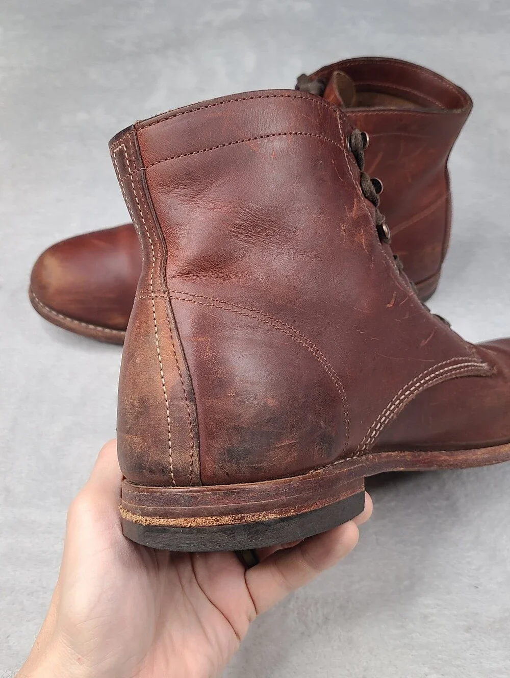 Wolverine 1000 Mile Plain Toe boots USA Made Amber Brown Men's 13 D